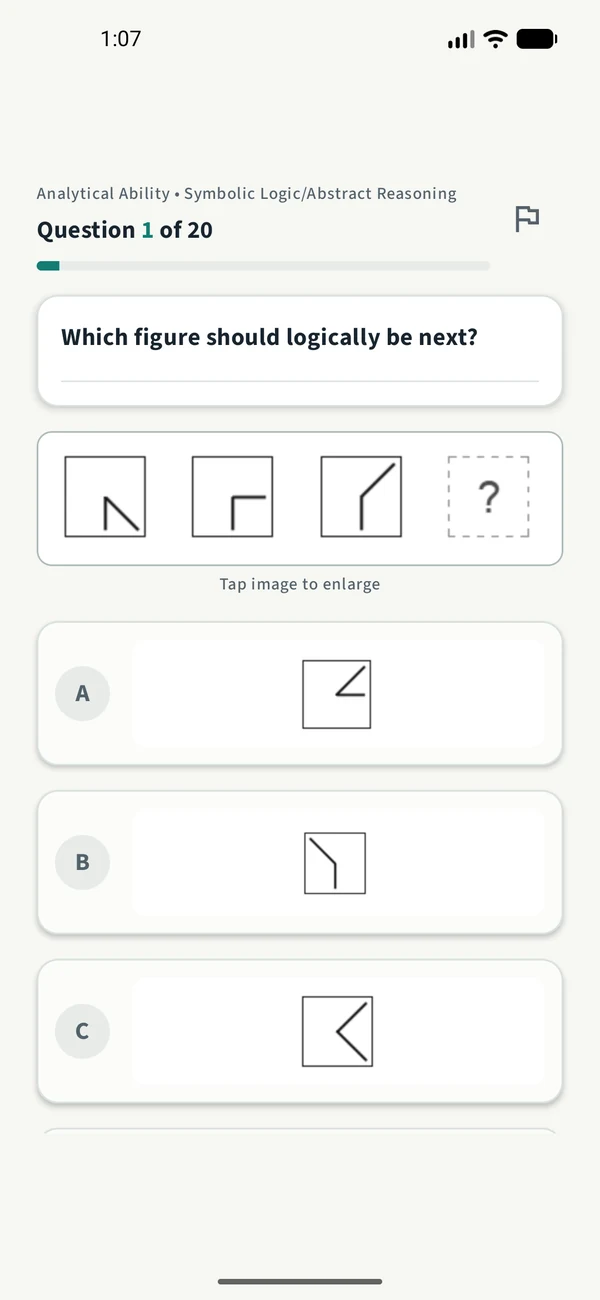 Abstract reasoning question with figures as answer choices